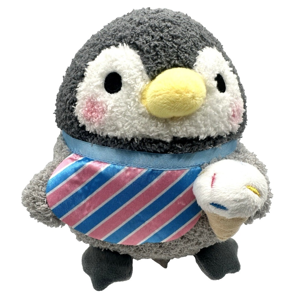Takashoji Penguin Plush 7in Gray Blue Bow New With Tags 2025
